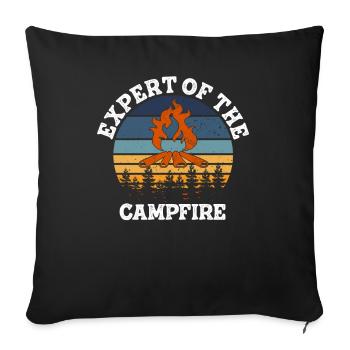 Expert Of Campfire Camping Expert - Sofa pillowcase 17,3'' x 17,3'' (45 x 45 cm) - black - Front