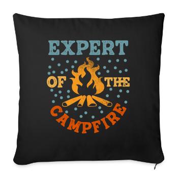 Expert Of Campfire Camping Expert - Sofa pillowcase 17,3'' x 17,3'' (45 x 45 cm) - black - Front