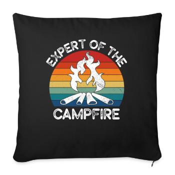 Expert Of Campfire Camping Expert - Sofa pillowcase 17,3'' x 17,3'' (45 x 45 cm) - black - Front