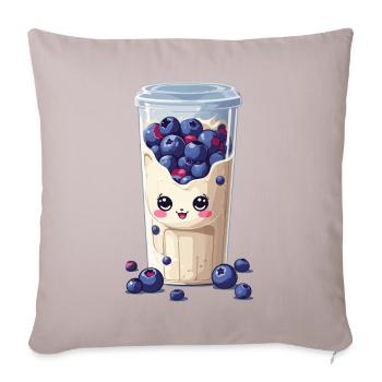 Myrtilles Mignon Milkshake Kawaii Fun - Housse de coussin décorative 45 x 45 cm - taupe clair - Devant