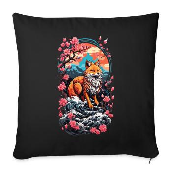 Fox Spirit Kitsune Aesthetic Yokai Streetwear - Sofa pillowcase 17,3'' x 17,3'' (45 x 45 cm) - black - Front