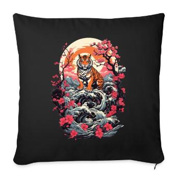 Asian Tiger Cute Cat Cat Style - Sofa pillowcase 17,3'' x 17,3'' (45 x 45 cm) - black - Front