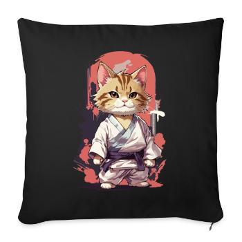 Martial Arts Cat Karate Funny Self Defense - Sofa pillowcase 17,3'' x 17,3'' (45 x 45 cm) - black - Front