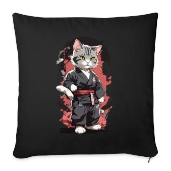 Karate Cat Martial Arts Funny Self Defense - Sofa pillowcase 17,3'' x 17,3'' (45 x 45 cm) - black - Front