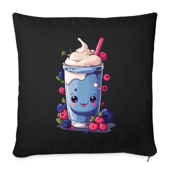 Baies Milkshake Fun Kawaii Anime Design - Housse de coussin décorative 45 x 45 cm - noir - Devant