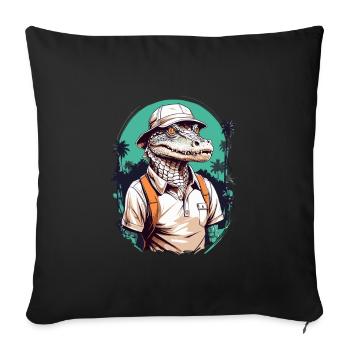 Golfer Crocodile Golfer Design Streetwear - Sofa pillowcase 17,3'' x 17,3'' (45 x 45 cm) - black - Front