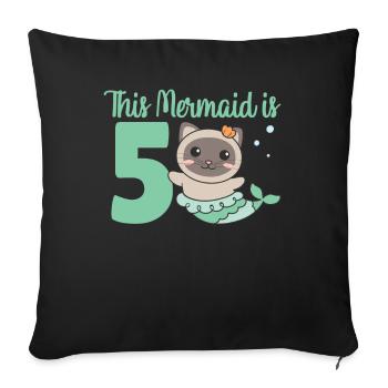 Cat for 5th Birthday Mermaid Cat - Sofa pillowcase 17,3'' x 17,3'' (45 x 45 cm) - black - Front