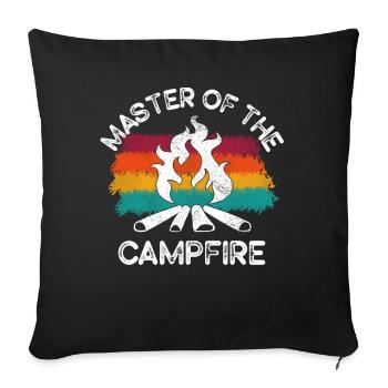 Maître du feu de camp Maître de camping - Housse de coussin décorative 45 x 45 cm - noir - Devant