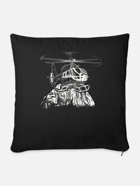 Drehflügler Silhouette Hubschrauberpilot - Sofakissenbezug 45 x 45 cm - Schwarz