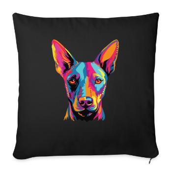 Aquarelle colorée Cirneco Delletna - Housse de coussin décorative 45 x 45 cm - noir - Devant