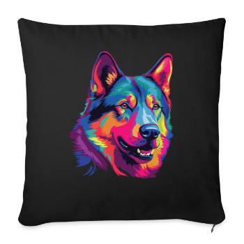 Aquarelle colorée norvégien Elkhound - Housse de coussin décorative 45 x 45 cm - noir - Devant