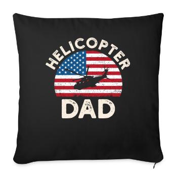 Hélicoptère Papa Parents Américains - Housse de coussin décorative 45 x 45 cm - noir - Devant