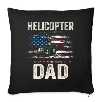 Hélicoptère Papa Parents Américains - Housse de coussin décorative 45 x 45 cm - noir - Devant