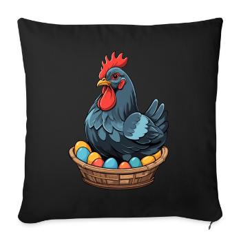 Easter Chicken Colorful Cute Funny Easter Eggs Nest - Sofa pillowcase 17,3'' x 17,3'' (45 x 45 cm) - black - Front