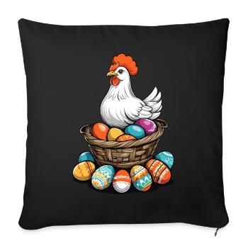 Easter Chicken Colorful Cute Funny Easter Eggs Nest - Sofa pillowcase 17,3'' x 17,3'' (45 x 45 cm) - black - Front