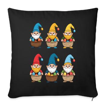 Gnome nordique de Pâques lapin nains - Housse de coussin décorative 45 x 45 cm - noir - Devant