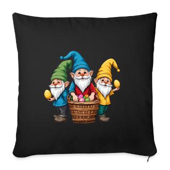 Gnome nordique de Pâques lapin nains - Housse de coussin décorative 45 x 45 cm - noir - Devant