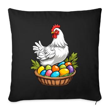 Easter Chicken Colorful Cute Funny Easter Eggs Nest - Sofa pillowcase 17,3'' x 17,3'' (45 x 45 cm) - black - Front
