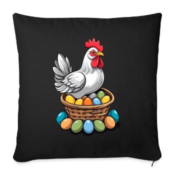 Easter Chicken Colorful Cute Funny Easter Eggs Nest - Sofa pillowcase 17,3'' x 17,3'' (45 x 45 cm) - black - Front