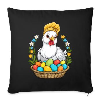 Easter Chicken Colorful Cute Funny Easter Eggs Nest - Sofa pillowcase 17,3'' x 17,3'' (45 x 45 cm) - black - Front