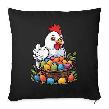 Easter Chicken Colorful Cute Funny Easter Eggs Nest - Sofa pillowcase 17,3'' x 17,3'' (45 x 45 cm) - black - Front