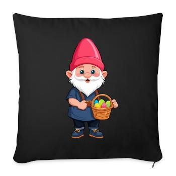 Gnome nordique de Pâques lapin nains - Housse de coussin décorative 45 x 45 cm - noir - Devant