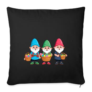 Gnome nordique de Pâques lapin nains - Housse de coussin décorative 45 x 45 cm - noir - Devant