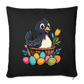 Easter Chicken Colorful Cute Funny Easter Eggs Nest - Sofa pillowcase 17,3'' x 17,3'' (45 x 45 cm) - black - Front
