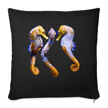 Tanzendes Seepferdchen, Fisch, Natürlich - Sofakissenbezug 45 x 45 cm - Schwarz - Vorne