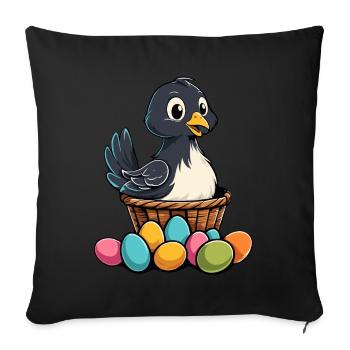 Easter Chicken Colorful Cute Funny Easter Eggs Nest - Sofa pillowcase 17,3'' x 17,3'' (45 x 45 cm) - black - Front