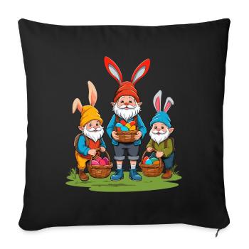 Pâques nordique Gnome lapin de Pâques mignon - Housse de coussin décorative 45 x 45 cm - noir - Devant