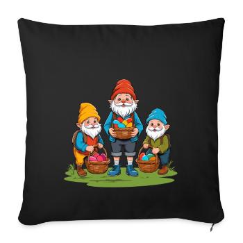 Gnome nordique de Pâques lapin nains - Housse de coussin décorative 45 x 45 cm - noir - Devant