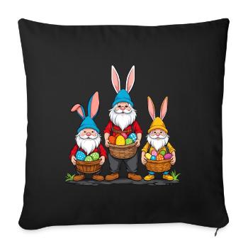 Gnome nordique de Pâques lapin nains - Housse de coussin décorative 45 x 45 cm - noir - Devant
