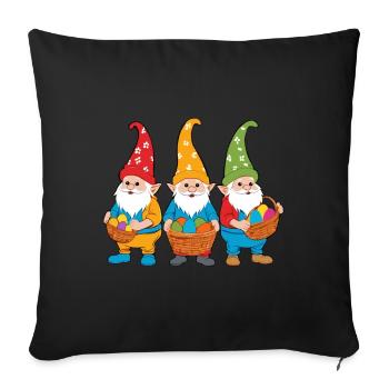 Gnome nordique de Pâques lapin nains - Housse de coussin décorative 45 x 45 cm - noir - Devant