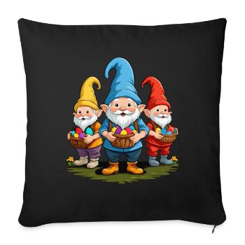 Gnome nordique de Pâques lapin nains - Housse de coussin décorative 45 x 45 cm - noir - Devant
