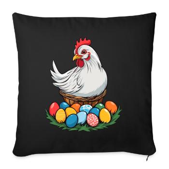 Easter Chicken Cute Funny Colorful Easter Eggs Nest - Sofa pillowcase 17,3'' x 17,3'' (45 x 45 cm) - black - Front