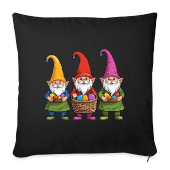 Gnome nordique de Pâques lapin nains - Housse de coussin décorative 45 x 45 cm - noir - Devant