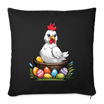 Colorful Chicken Cute Funny Easter Eggs Nest - Sofa pillowcase 17,3'' x 17,3'' (45 x 45 cm) - black - Front