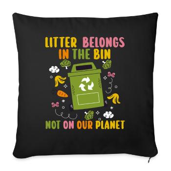 No Littering Anti Littering Earth Day - Sofa pillowcase 17,3'' x 17,3'' (45 x 45 cm) - black - Front