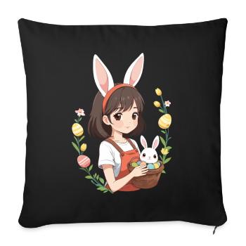 Anime Easter Kawaii Easter Bunny Manga Girl Otaku - Sofa pillowcase 17,3'' x 17,3'' (45 x 45 cm) - black - Front