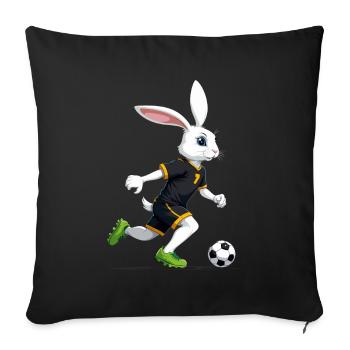 Joueur de football lapin de Pâques et conception de football de Pâques - Housse de coussin décorative 45 x 45 cm - noir - Devant