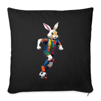 Joueur de football lapin de Pâques et conception de football de Pâques - Housse de coussin décorative 45 x 45 cm - noir - Devant