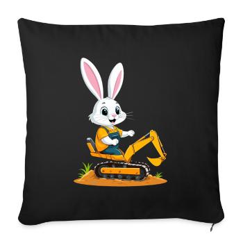 Easter Bunny Excavator Driver Funny Easter Eggs Digging - Sofa pillowcase 17,3'' x 17,3'' (45 x 45 cm) - black - Front