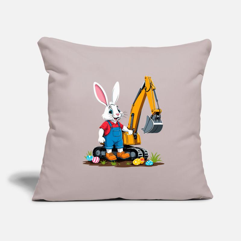Easter Bunny Excavator Driver Easter Eggs Digging Funny Sofa pillowcase 17,3'' x 17,3'' (45 x 45 cm)