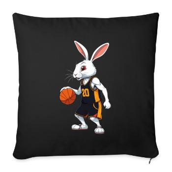 Joueur de basket-ball lapin de Pâques drôle streetwear - Housse de coussin décorative 45 x 45 cm - noir - Devant