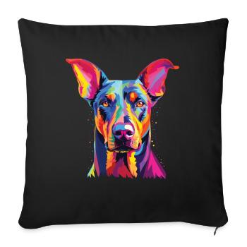 Watercolor Colorful Doberman Pinscher - Sofa pillowcase 17,3'' x 17,3'' (45 x 45 cm) - black - Front