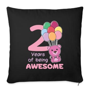 Bear for 2nd birthday children two years old - Sofa pillowcase 17,3'' x 17,3'' (45 x 45 cm) - black - Front
