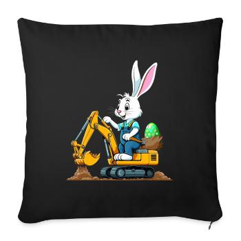 Osterhase Baggerfahrer Ostern Ostereier Lustiges - Sofakissenbezug 45 x 45 cm - Schwarz - Vorne