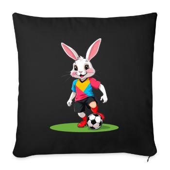 Easter Bunny Soccer Player and Easter Soccer Design - Sofa pillowcase 17,3'' x 17,3'' (45 x 45 cm) - black - Front