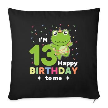 Grenouille pour les 13 ans pour les enfants de treize ans - Housse de coussin décorative 45 x 45 cm - noir - Devant